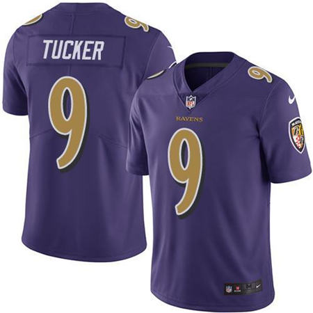 Men Baltimore Ravens 9 Justin Tucker Limited Purple Rush NFL Jersey
