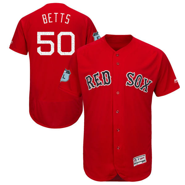 Men Boston Red Sox Mookie Betts Majestic Scarlet 2017 Spring Training Flex Base Player Jersey