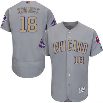 Men Chicago Cubs 18 Ben Zobrist Grey 2017 Gold Program Flex Base Player Jersey