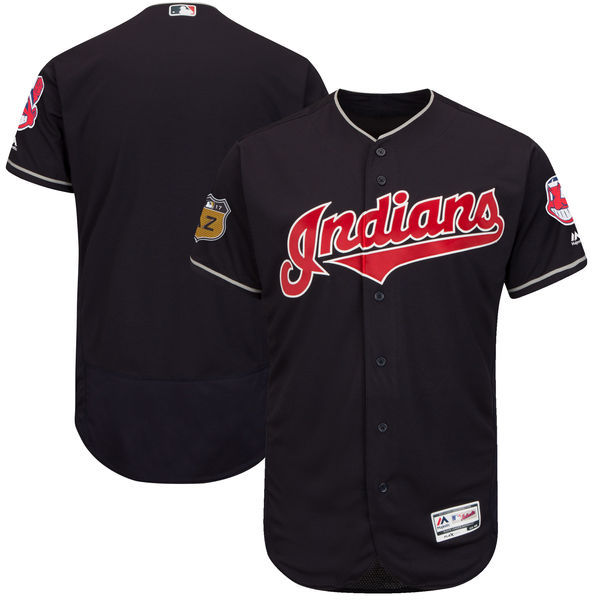 Men Cleveland Indians Majestic Navy 2017 Spring Training Flex Base Team Jersey