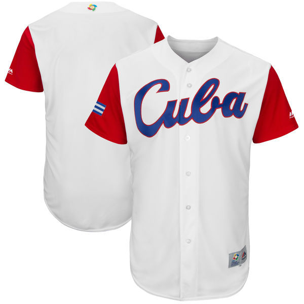 Men Cuba Baseball Blank Majestic White 2017 World Baseball Classic Authentic Team Jersey