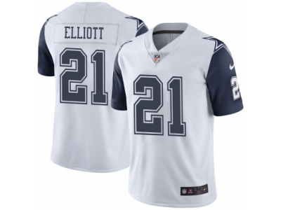 Men Dallas Cowboys 21 Ezekiel Elliott  White Color Rush Limited Jersey