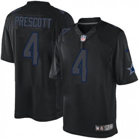 Men Dallas Cowboys 4 Dak Prescott Limited Black Impact NFL Jersey