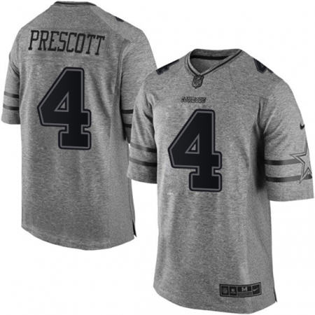 Men Dallas Cowboys 4 Dak Prescott Limited Gray Gridiron NFL Jersey