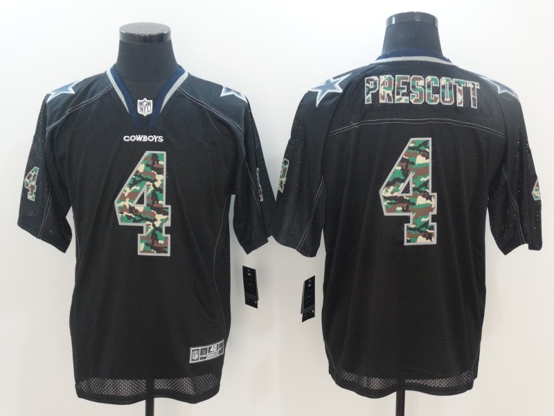 Men Dallas Cowboys 4 Prescott Elite Black Camo Shadow NFL Jersey