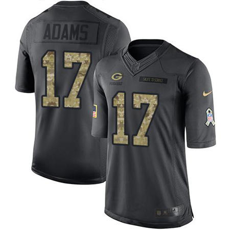 Men Green Bay Packers 17 Davante Adams  Anthracite 2016 Salute to Service Jersey