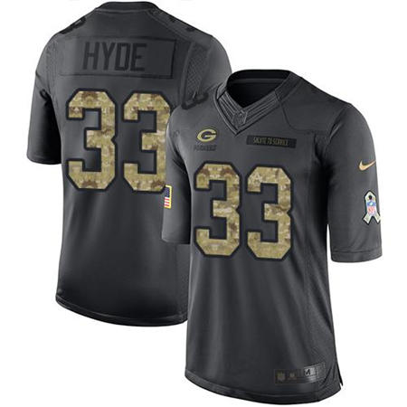Men Green Bay Packers 33 Micah Hyde  Anthracite 2016 Salute to Service Jersey