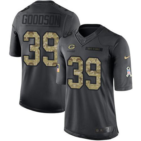 Men Green Bay Packers 39 DEMETRI GOODSON  Anthracite 2016 Salute to Service Jersey