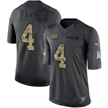 Men Green Bay Packers 4 Brett Favre  Anthracite 2016 Salute to Service Jersey