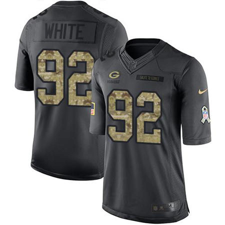 Men Green Bay Packers 92 Reggie White  Anthracite 2016 Salute to Service Jersey