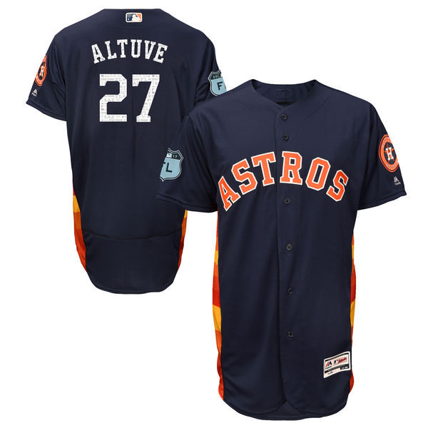 Men Houston Astros Jose Altuve Majestic Navy 2017 Spring Training Flex Base Player Jersey