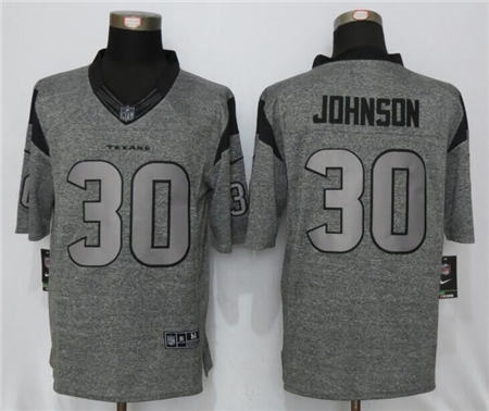 Men Houston Texans 30 Kevin Johnson Limited Gray Gridiron Stitched NFL Jersey