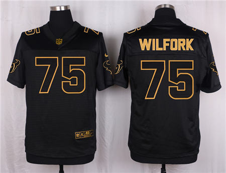 Men Houston Texans 75 Vince Wilfork Black Pro Line Gold Collection Elite Stitched NFL Jersey
