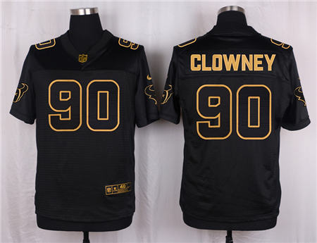 Men Houston Texans 90 Jadeveon Clowney Black Pro Line Gold Collection Elite Stitched NFL Jersey