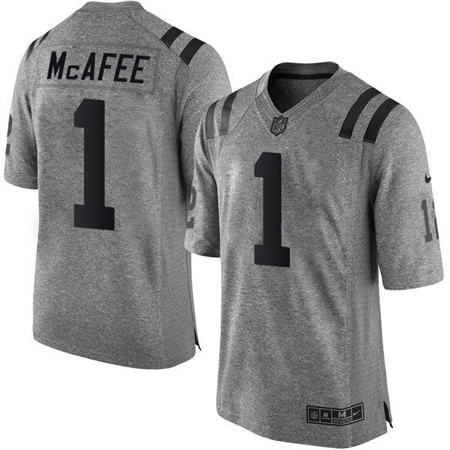 Men Indianapolis Colts 1 Pat McAfee Limited Gridiron Gray Stitched NFL Jersey