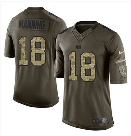 Men Indianapolis Colts 18 Peyton Manning Green Salute to Service Limited Stitched NFL Jersey