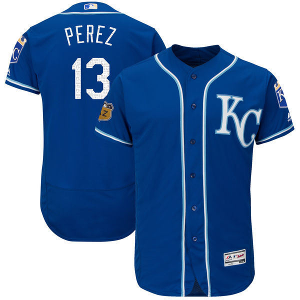 Men Kansas City Royals Salvador Perez Majestic Royal 2017 Spring Training Flex Base Player Jersey