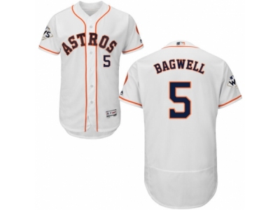 Men Majestic Houston Astros #5 Jeff Bagwell Authentic White Home 2017 World Series Bound Flex Base MLB Jersey