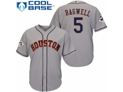 Men Majestic Houston Astros #5 Jeff Bagwell Replica Grey Road 2017 World Series Bound Cool Base MLB Jersey