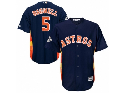 Men Majestic Houston Astros #5 Jeff Bagwell Replica Navy Blue Alternate 2017 World Series Bound Cool Base MLB Jersey