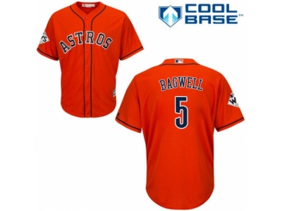 Men Majestic Houston Astros #5 Jeff Bagwell Replica Orange Alternate 2017 World Series Bound Cool Base MLB Jersey