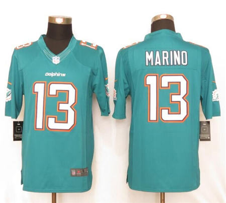Men Miami Dolphins 13 Dan Marino Limited Aqua Green Team Color NFL Jersey