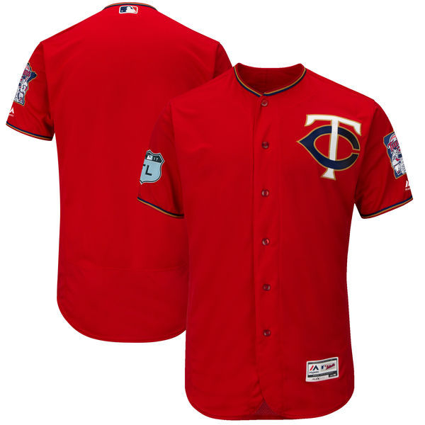 Men Minnesota Twins Majestic Scarlet 2017 Spring Training Flex Base Team Jersey