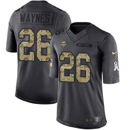 Men Minnesota Vikings 26 Trae Waynes  Anthracite 2016 Salute to Service Jersey