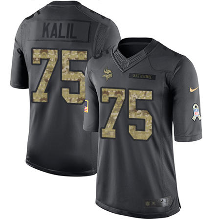 Men Minnesota Vikings 75 Matt Kalil  Anthracite 2016 Salute to Service Jersey