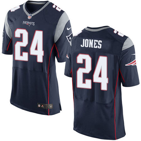 Men New England Patriots 24 Cyrus Jones  Navy Blue Team Color Elite Stitched NFL Jersey