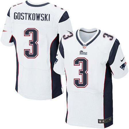 Men New England Patriots 3 Stephen Gostkowski  White Elite Stitched NFL Jersey