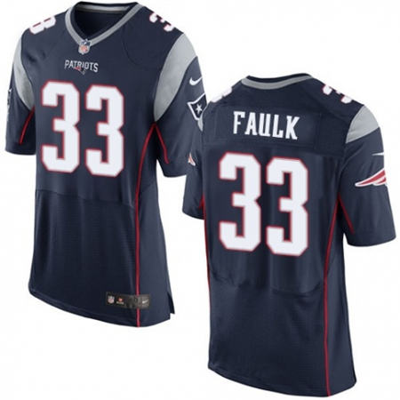 Men New England Patriots 33 Kevin Faulk  Elite Navy Blue Team Color Stitched NFL Jersey