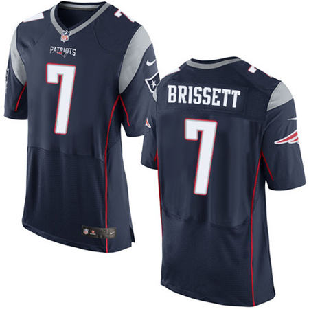 Men New England Patriots 7 Jacoby Brissett  Elite Navy Blue Team Color Stitched NFL Jersey