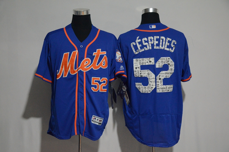 Men New York Mets 52 Yoenis Cespedes Majestic Royal 2017 Spring Training Cool Base Player Jersey