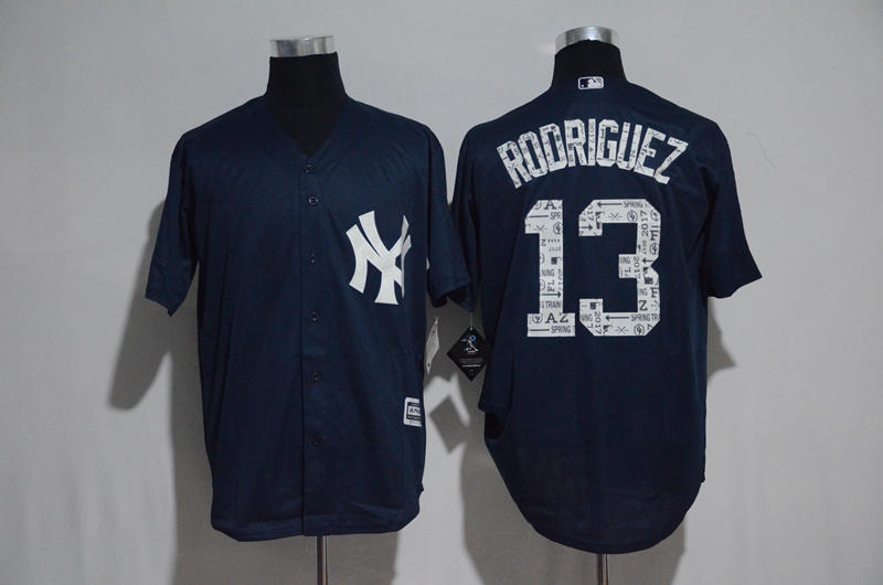 Men New York Yankees 13 Rodriguez Navy 2017 Spring Training Cool Base Player Jersey