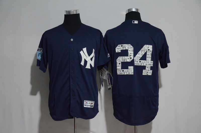 Men New York Yankees 24 Majestic Navy 2017 Spring Training Cool Base Player Jersey