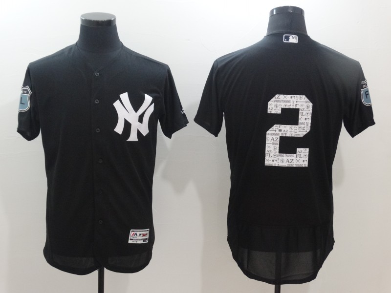 Men New York Yankees Derek Jeter Majestic Navy 2017 Spring Training Flex Base Player Jersey