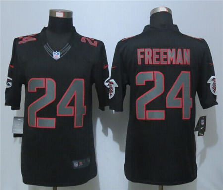 Men  Atlanta Falcons 24 Devonta Freeman Black Impact Limited Black Stitched NFL Jersey