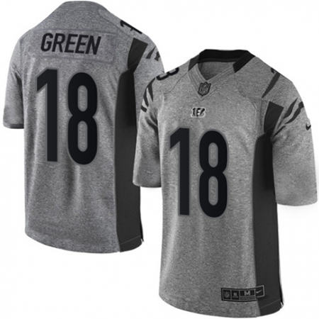 Men  Cincinnati Bengals 18 A J Green Limited Gray Gridiron NFL Jersey