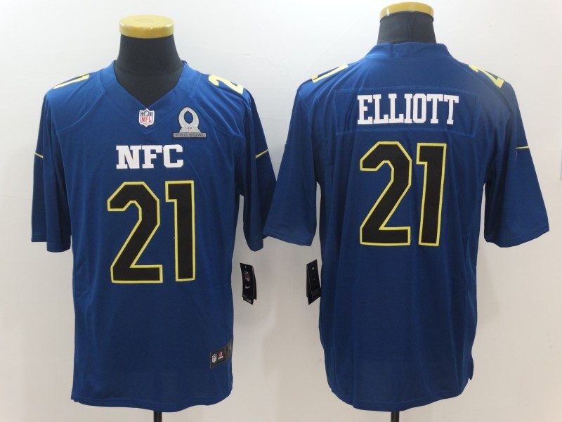 Men  Dallas Cowboys 21 Ezekiel Elliott Limited Blue 2017 Pro Bowl NFL Jersey