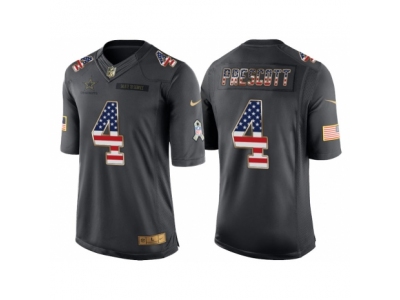 Men  Dallas Cowboys 4 Dak Prescott Anthracite Salute to Service USA Flag Fashion Jersey