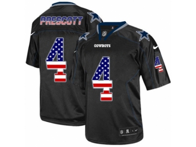 Men  Dallas Cowboys 4 Dak Prescott Elite Black USA Flag Fashion NFL Jersey