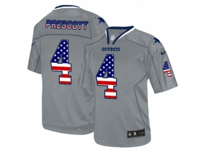 Men  Dallas Cowboys 4 Dak Prescott Elite Grey USA Flag Fashion NFL Jersey