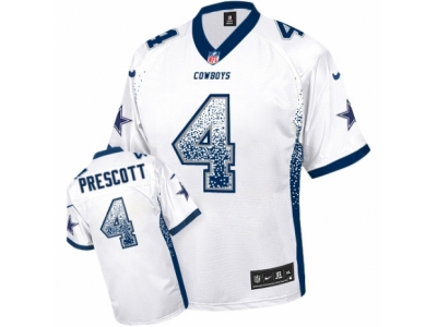 Men  Dallas Cowboys 4 Dak Prescott Elite White Drift Fashion NFL Jersey