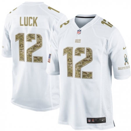 Men  Indianapolis Colts 12 Andrew Luck White Salute to Service Limited Stitched NFL Jersey