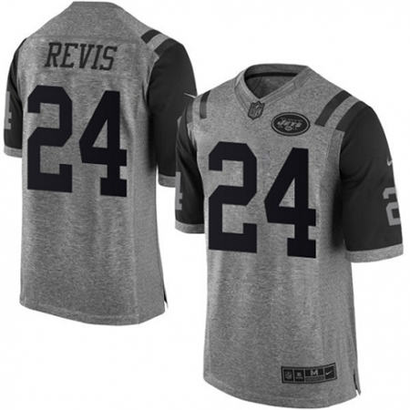 Men  New York Jets 24 Darrelle Revis Limited Gray Gridiron Stitched NFL Jersey