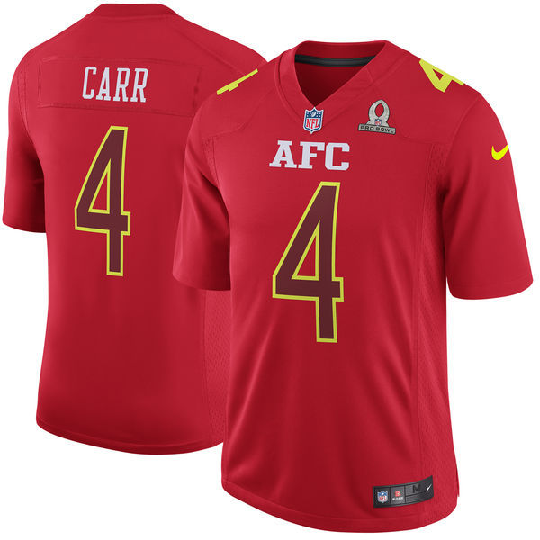 Men  Oakland Raiders 4 Derek Carr Limited Red 2017 Pro Bowl NFL Jersey