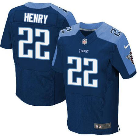 Men  Tennessee Titans 22 Derrick Henry Elite Navy Blue Alternate NFL Jersey