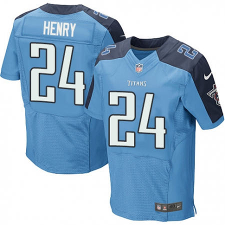 Men  Tennessee Titans 24 Derrick Henry Elite Light Blue Team Color NFL Jersey
