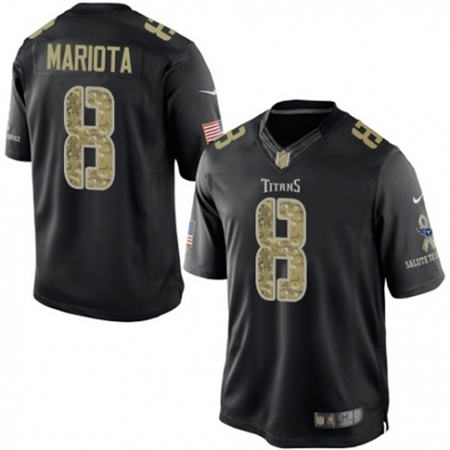 Men  Tennessee Titans 8 Marcus Mariota Limited Black Salute to Service NFL Jersey